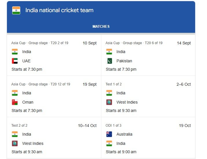 india upcoming matches 2025